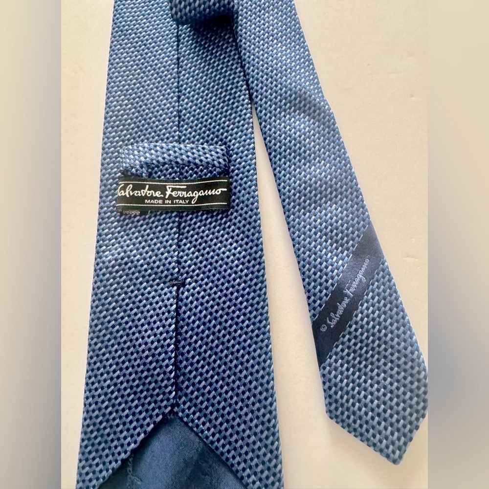 Salvatore Ferragamo Textured Navy Tie